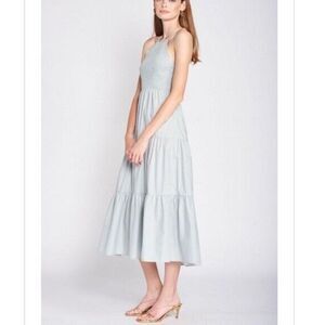 En Saison Ida Cotton Tiered Midi Dress‎ Light Blue Medium Women's